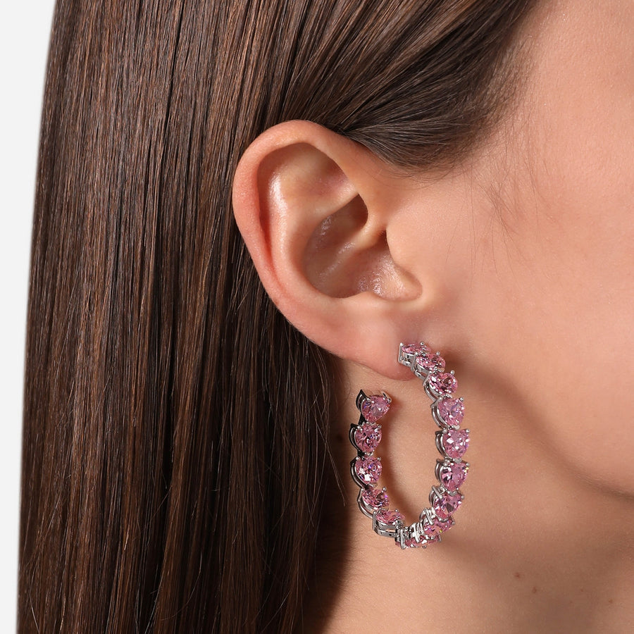 chiara ferragni pink infinity love diamond rose heart stones hoop earring