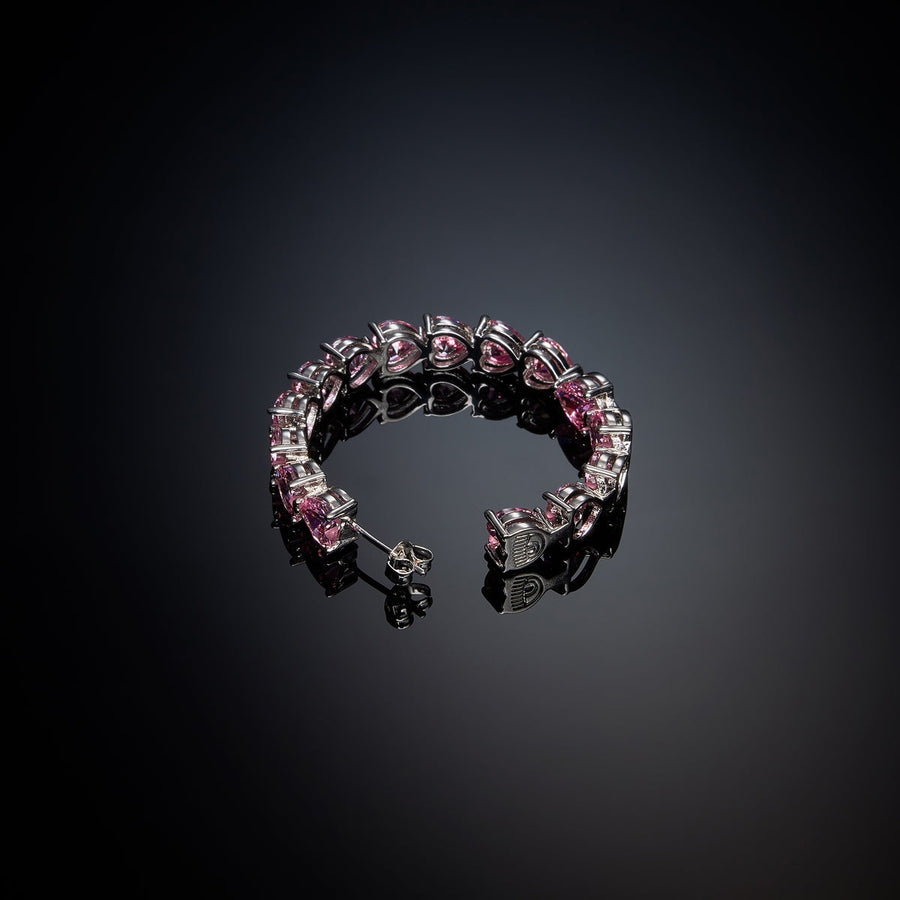 chiara ferragni pink infinity love diamond rose heart stones hoop earring