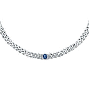 chiara ferragni chain necklace small chain with blue stone and white crystals 33cm + 7
