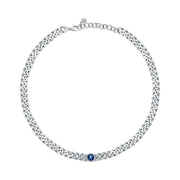 chiara ferragni chain necklace small chain with blue stone and white crystals 33cm + 7