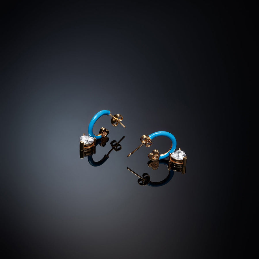 chiara ferragni love parade blue enamel  huggie earring