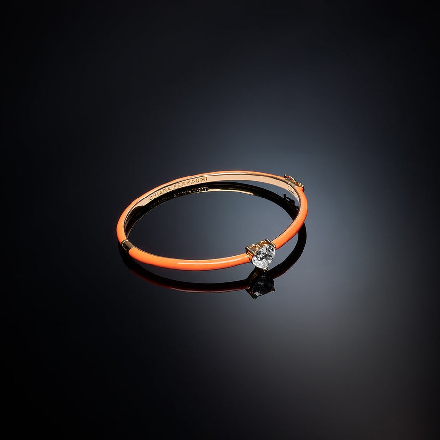 chiara ferragni love parade orange enamel bangle