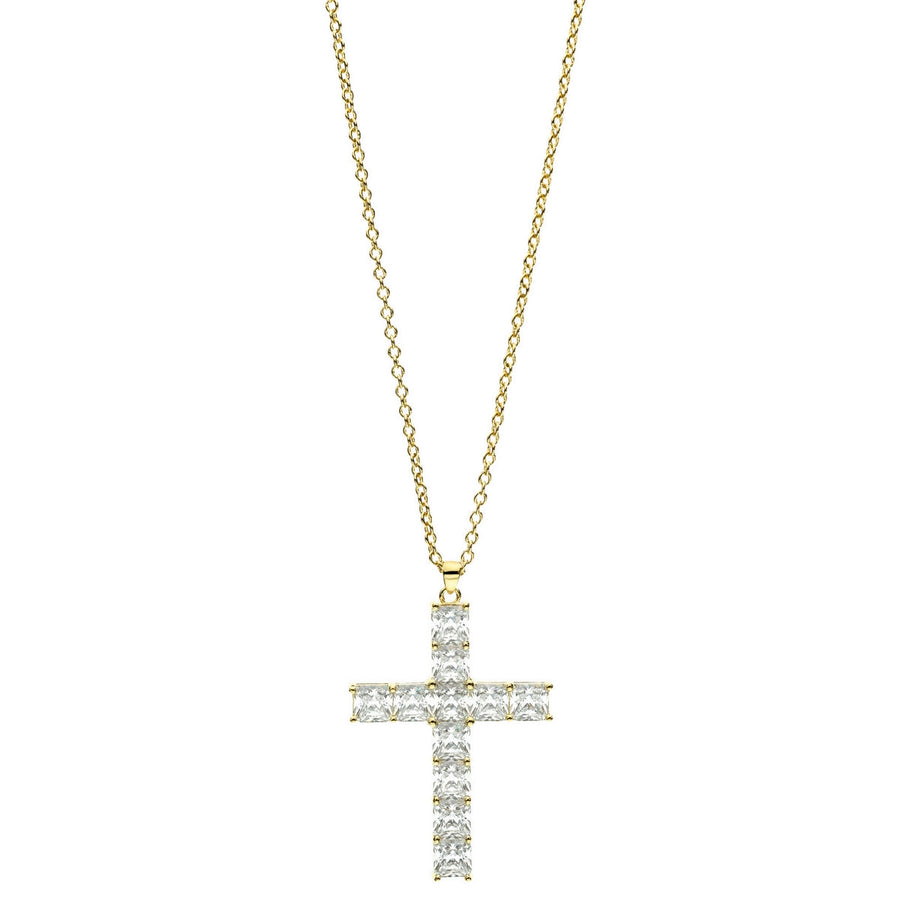 chiara ferragni croci cross gold plated pendant 48.5 x 31mm