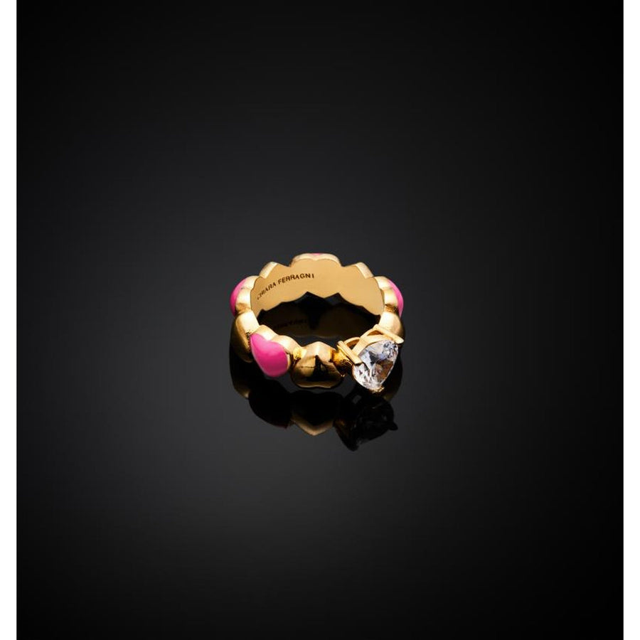 chiara ferragni cuoricino neon ring pink enamel ipg wh cz