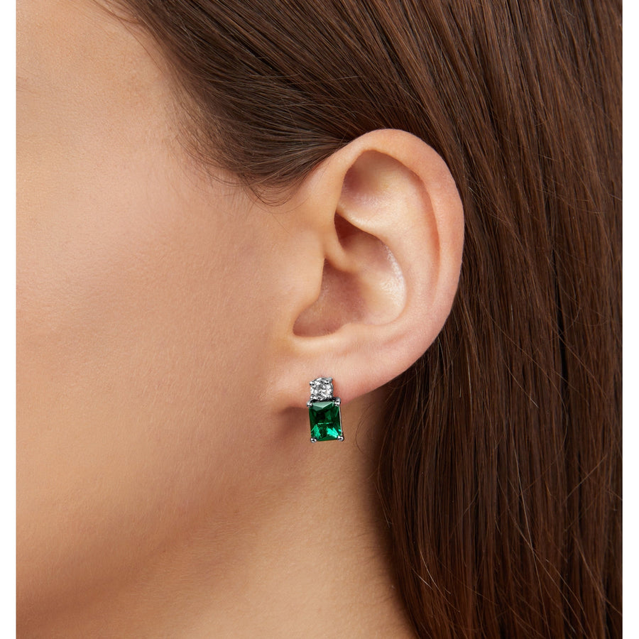 chiara ferragni emerald earrings emerald cut 6*8mm silver tone