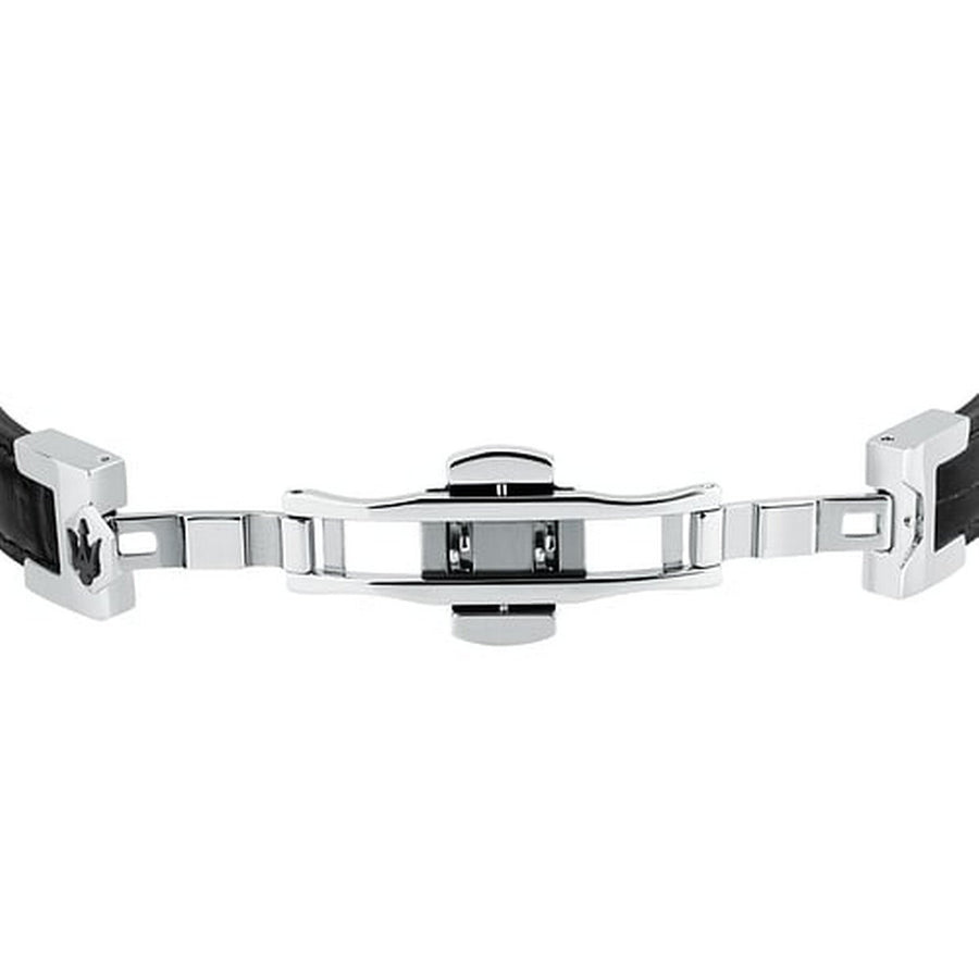 maserati jewels leather stainless steel bracelet blk leather blk 6.5x5.5cm