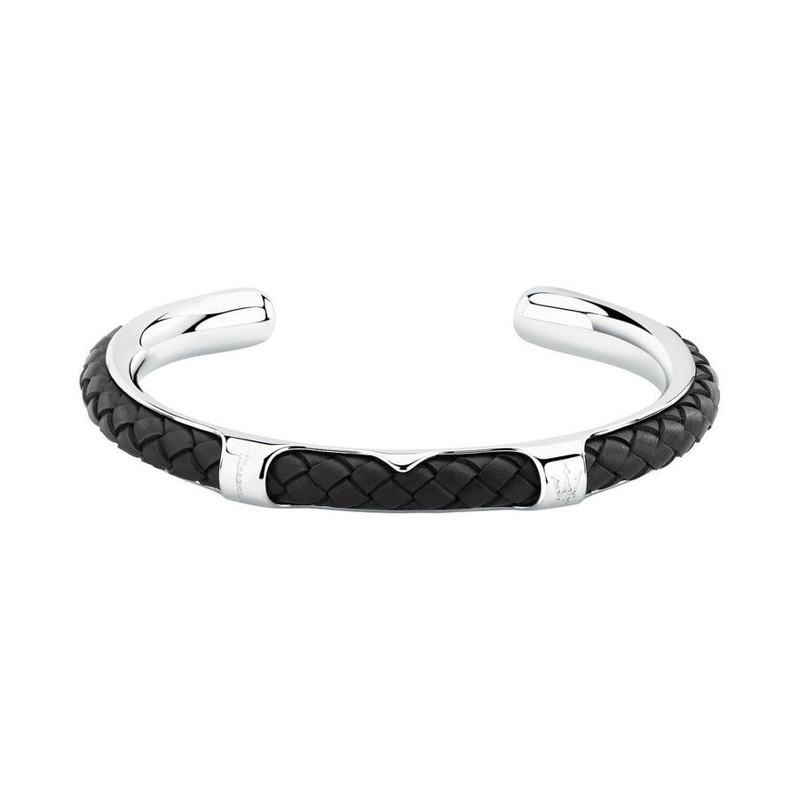 maserati jewels leather bangle ss leather blk 6.5x5.5cm