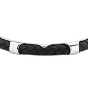 maserati jewels leather bangle ss leather blk 6.5x5.5cm
