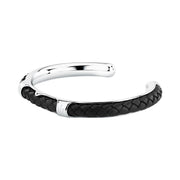 maserati jewels leather bangle ss leather blk 6.5x5.5cm