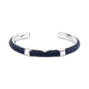 maserati jewels leather bangle ss leather blue 6.5x5.5cm