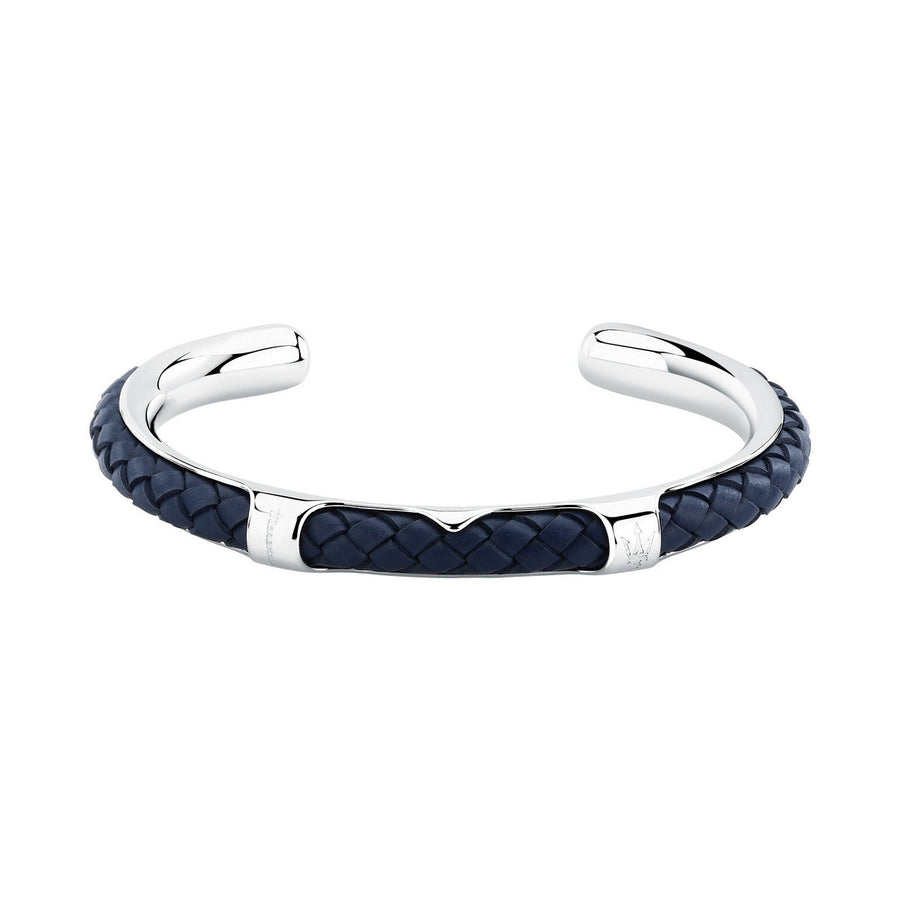 maserati jewels leather bangle ss leather blue 6.5x5.5cm