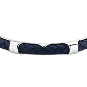 maserati jewels leather bangle ss leather blue 6.5x5.5cm
