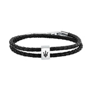 maserati jewels leather stainless steel bracelet dg leather black 38+3cm