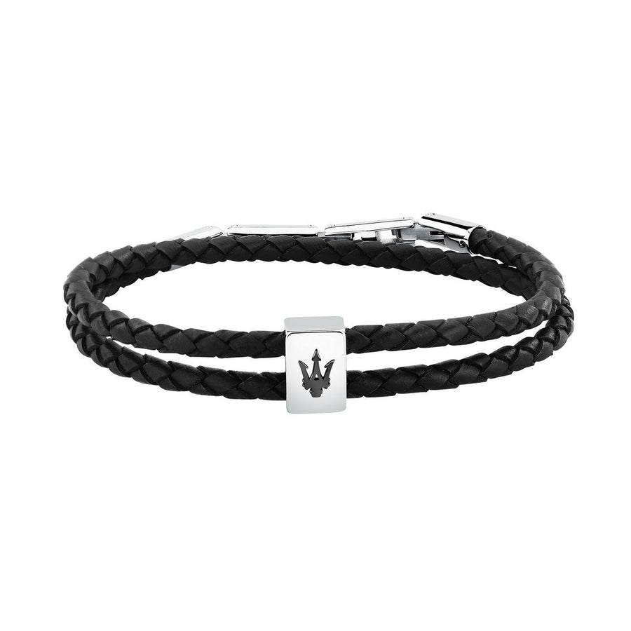 maserati jewels leather stainless steel bracelet dg leather black 38+3cm