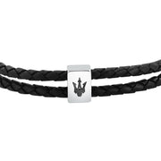 maserati jewels leather stainless steel bracelet dg leather black 38+3cm