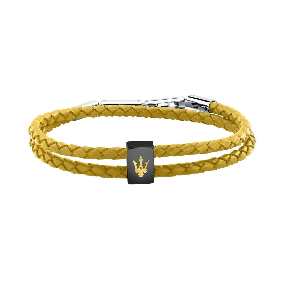 maserati jewels leather stainless steel bracelet dg+yg leather ye 38+3cm