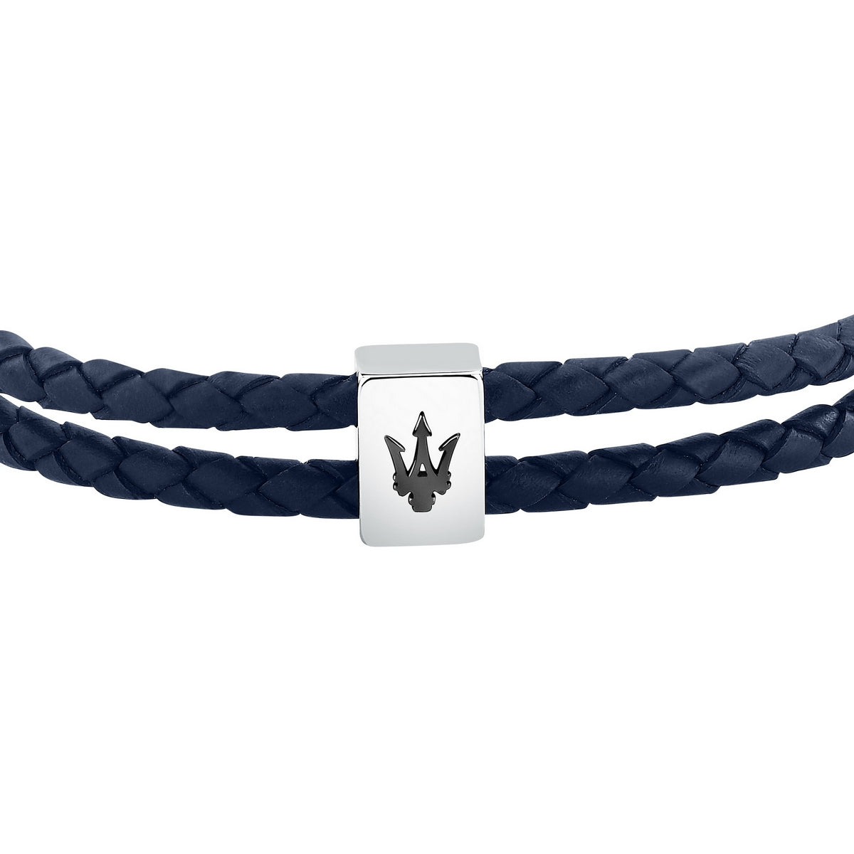 maserati jewels leather stainless steel bracelet black leather blue 38+3cm