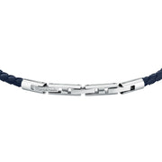maserati jewels leather stainless steel bracelet black leather blue 38+3cm