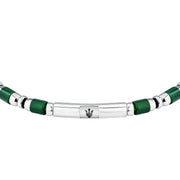 maserati jewels iconic bracelet green agate & ip black 18.5+3cm