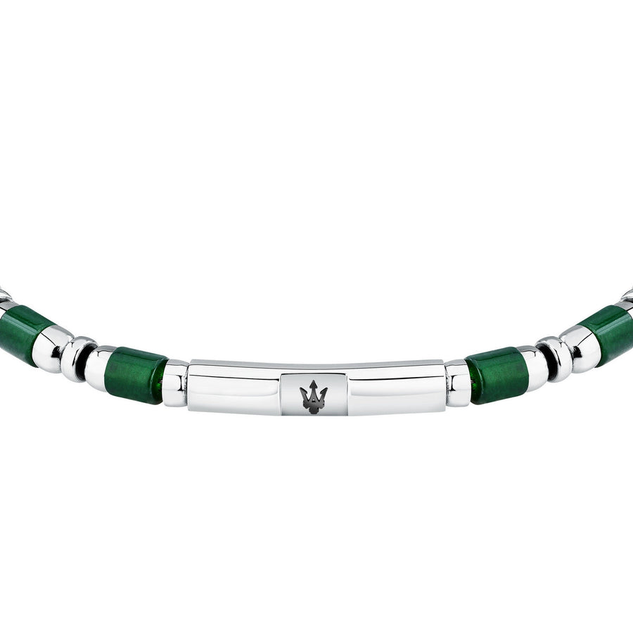 maserati jewels iconic bracelet green agate & ip black 18.5+3cm