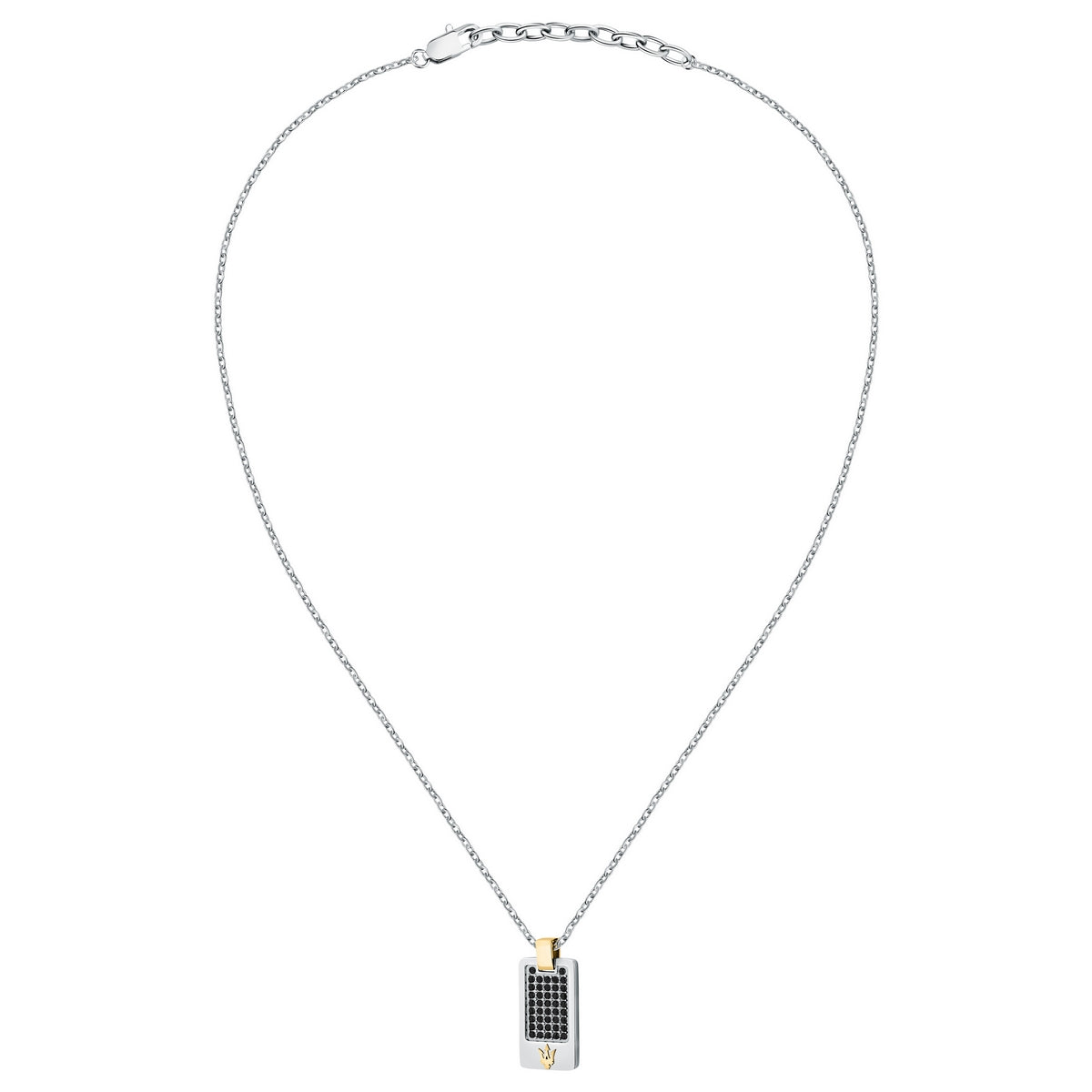 maserati jewels iconic pendant with black stone & ip yellow gold 45+5cm