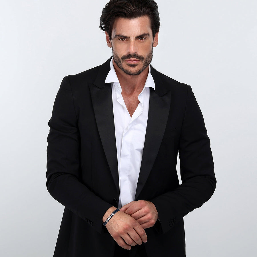 maserati jewels silver, blue, rose gold bracelet 22cm jewellery buckle