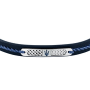 maserati jewels leather bracelet stainless steel blu recycled leather black 19+3cm