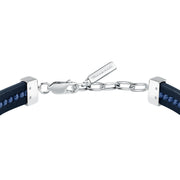 maserati jewels leather bracelet stainless steel blu recycled leather black 19+3cm