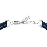 maserati jewels leather bracelet stainless steel blu recycled leather black 19+3cm