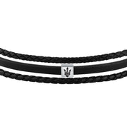maserati jewels leather bracelet stainless steel black recycled leather black 19+3cm