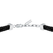 maserati jewels leather bracelet stainless steel black recycled leather black 19+3cm