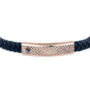 maserati jewels leather bracelet stainless steel rose gold plated+bu recycled leather 19+3.5cm