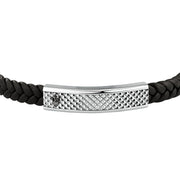 maserati jewels leather bracelet stainless steel recycled leather black 19+3.5cm