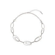karen millen oval pave chain steel necklace