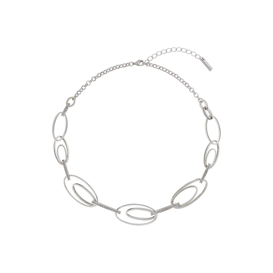 karen millen oval pave chain steel necklace