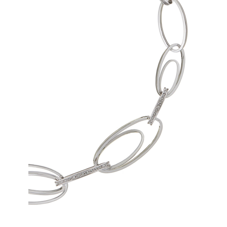 karen millen oval pave chain steel necklace