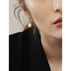 karen millen modern pearl earrings rose gold