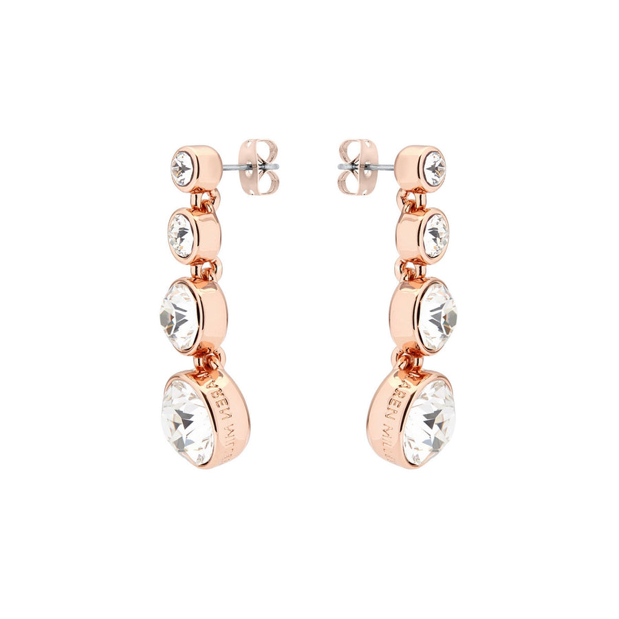 crystal flow rose gold drop earrings