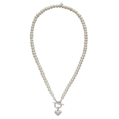 ophelia  pearl tbar necklace with diamond heart charm