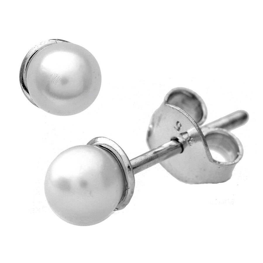 9ct gold (375) white gold earring post and butterfly with pearl