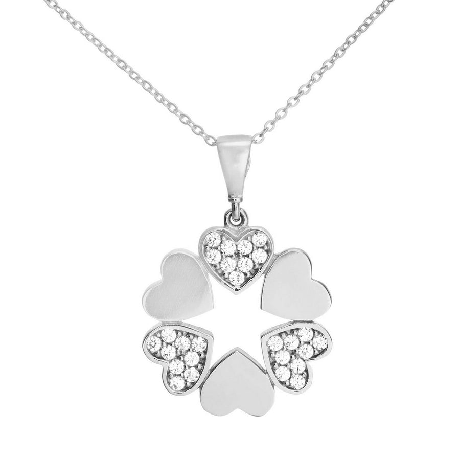 9ct gold (375) white gold pendant spring ring clasp with cubic zirconia