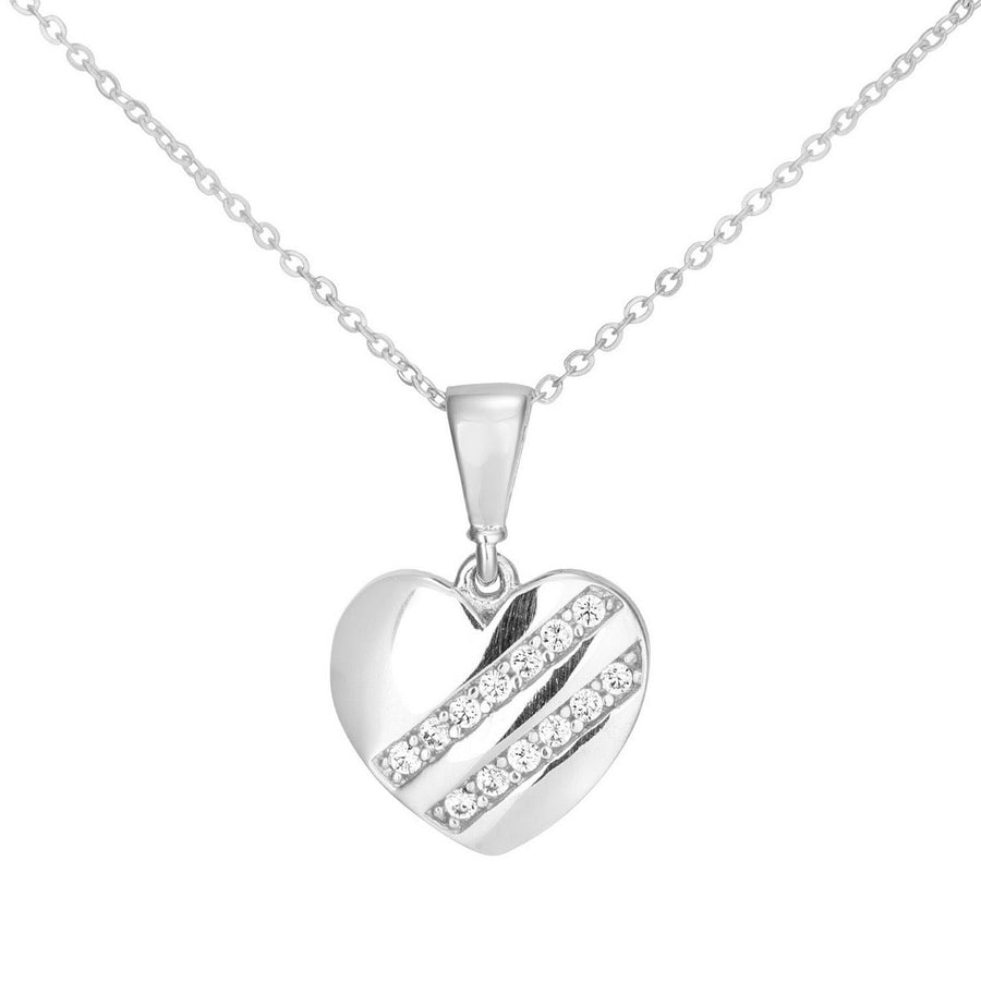 9ct gold (375) white gold pendant spring ring clasp with cubic zirconia