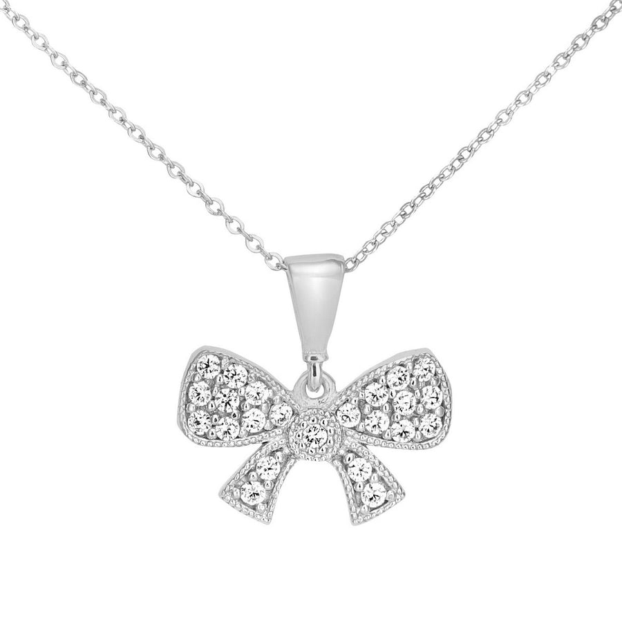 9ct gold (375) white gold pendant spring ring clasp with cubic zirconia