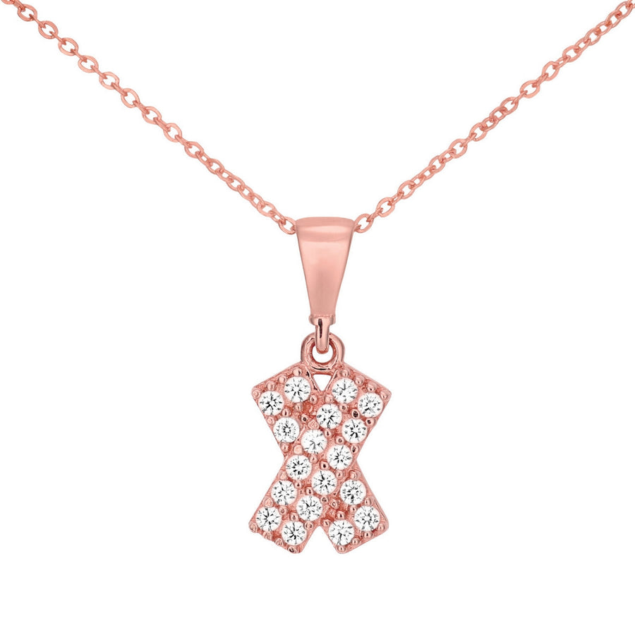 9ct gold (375) rose gold pendant spring ring clasp with cubic zirconia