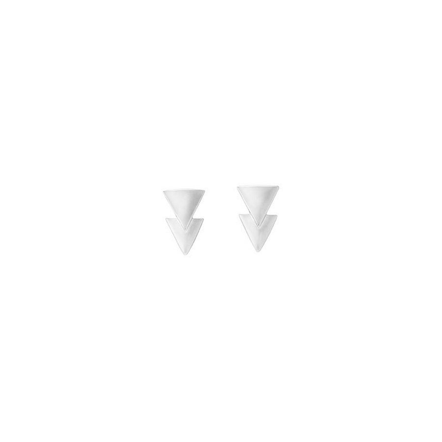 uno de 50 double sense 2mm silver plated metals alloy earring with two overlapping triangles.
