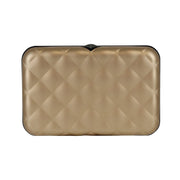 ogon quilted button rose gold card holder  metal lock  quilted aluminium