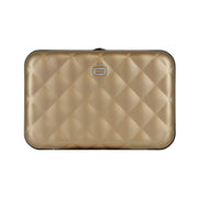 ogon quilted button rose gold card holder  metal lock  quilted aluminium