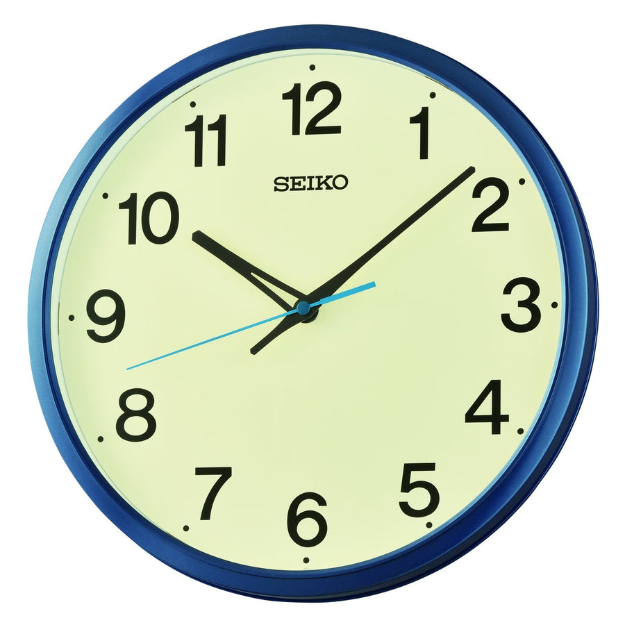 seiko quartz wall blue step second hand clock