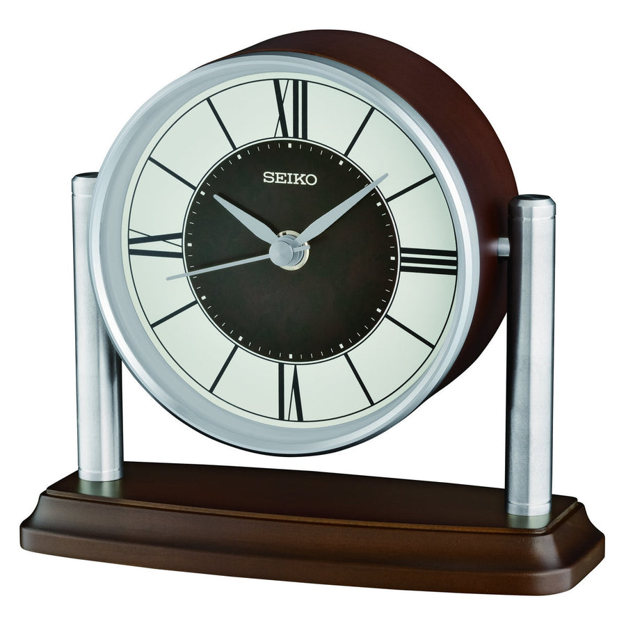 seiko quartz mantel aluminium & wood clock