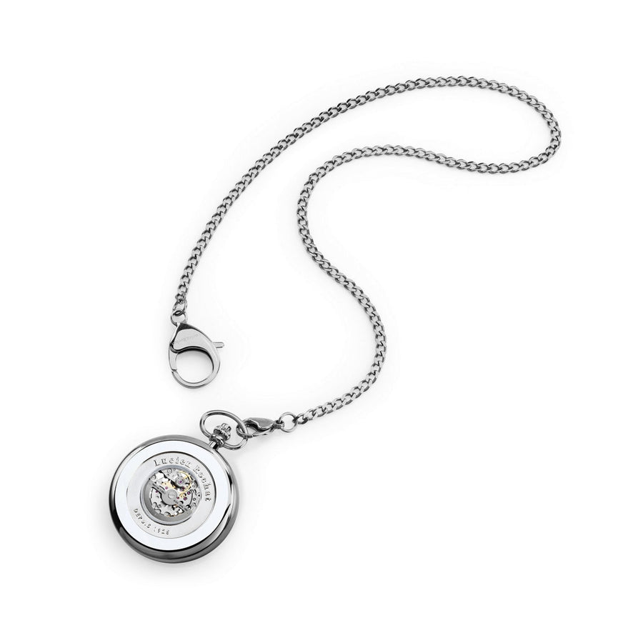 lucien rochat pocket watch boxed mechanical stainless steel